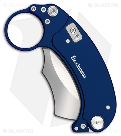 Exoskeleton Knives EVO-K Gravity Karambit Knife Deep Blue Aluminum (2.5" Satin)