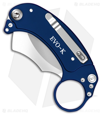 Exoskeleton Knives EVO-K Gravity Karambit Knife Deep Blue Aluminum (2.5" Satin)