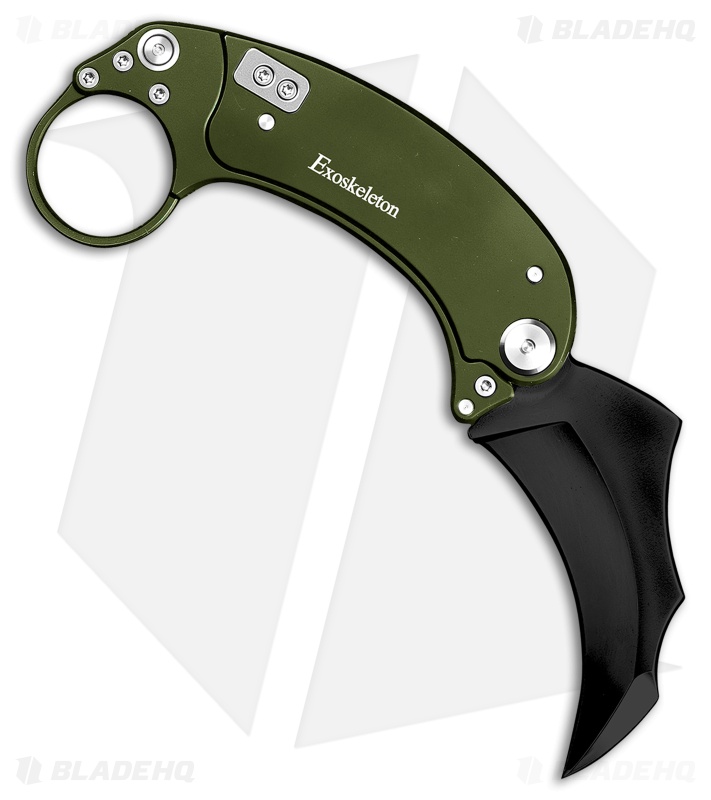 Exoskeleton Knives EVO-K Gravity Karambit Knife Deep Green Aluminum (2.5" Black)