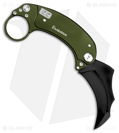 Exoskeleton Knives EVO-K Gravity Karambit Knife Deep Green Aluminum (2.5" Black)