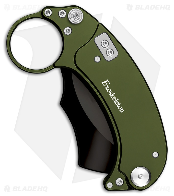 Exoskeleton Knives EVO-K Gravity Karambit Knife Deep Green Aluminum (2.5" Black)
