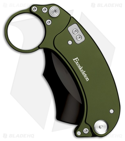 Exoskeleton Knives EVO-K Gravity Karambit Knife Deep Green Aluminum (2.5" Black)