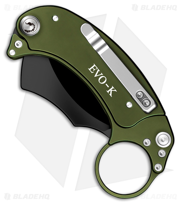Exoskeleton Knives EVO-K Gravity Karambit Knife Deep Green Aluminum (2.5" Black)