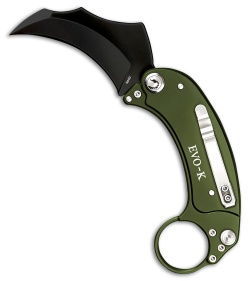 Exoskeleton Knives EVO-K Gravity Karambit Knife Deep Green Aluminum (2.5" Black)