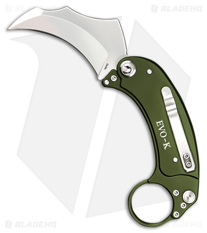 Exoskeleton Knives EVO-K Gravity Karambit Knife Deep Green Aluminum (2.5" Satin)