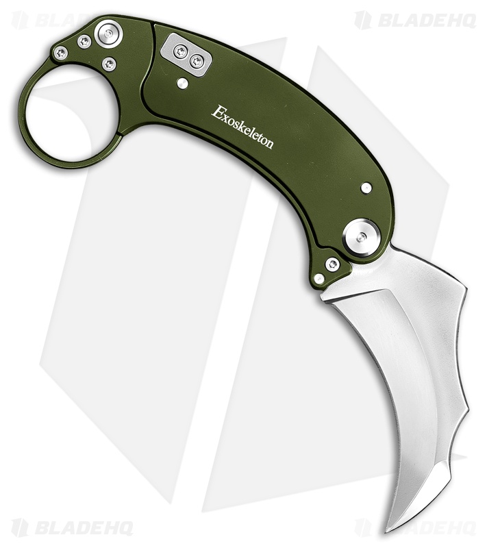 Exoskeleton Knives EVO-K Gravity Karambit Knife Deep Green Aluminum (2.5" Satin)