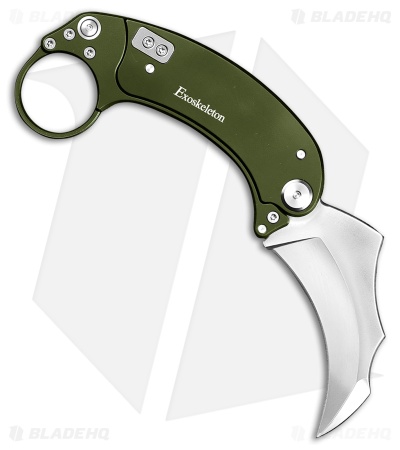Exoskeleton Knives EVO-K Gravity Karambit Knife Deep Green Aluminum (2.5" Satin)