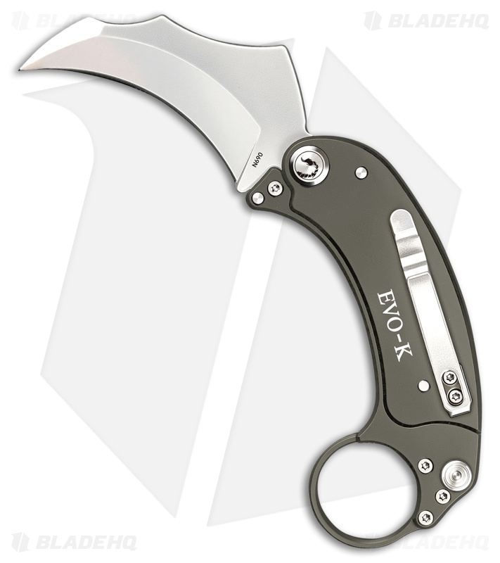 Exoskeleton Knives EVO-K Gravity Karambit Knife Gray Aluminum (2.5" Satin)