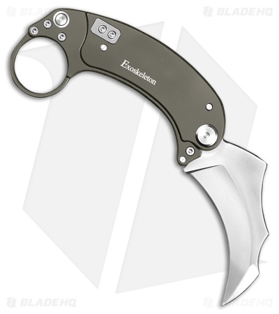 Exoskeleton Knives EVO-K Gravity Karambit Knife Gray Aluminum (2.5" Satin)
