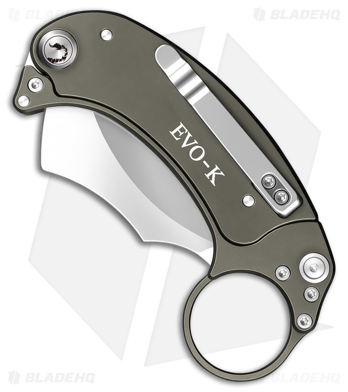Exoskeleton Knives EVO-K Gravity Karambit Knife Gray Aluminum (2.5" Satin)