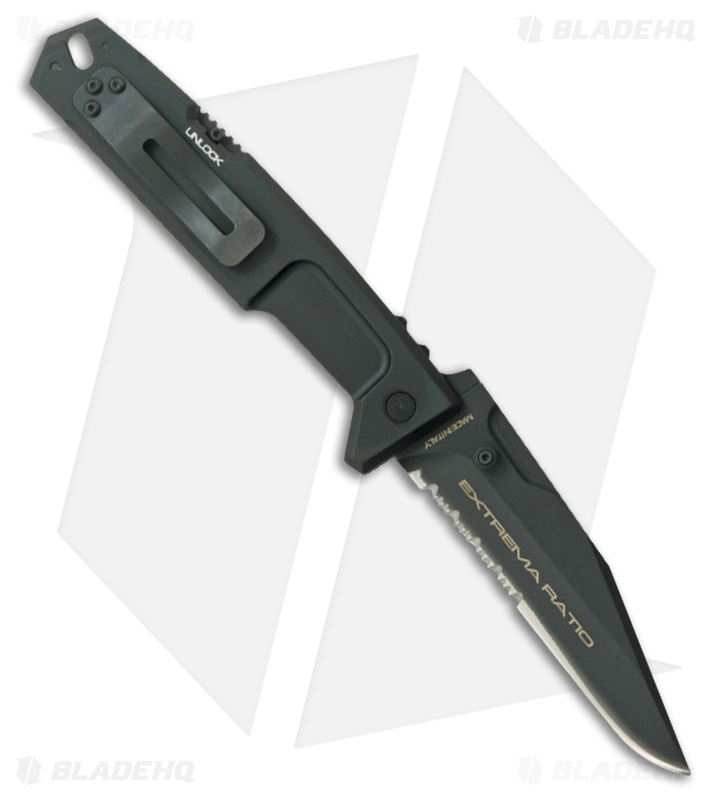 Extrema Ratio M.P.C. Lock Back Knife Black Aluminum (4.5" Black Serr)