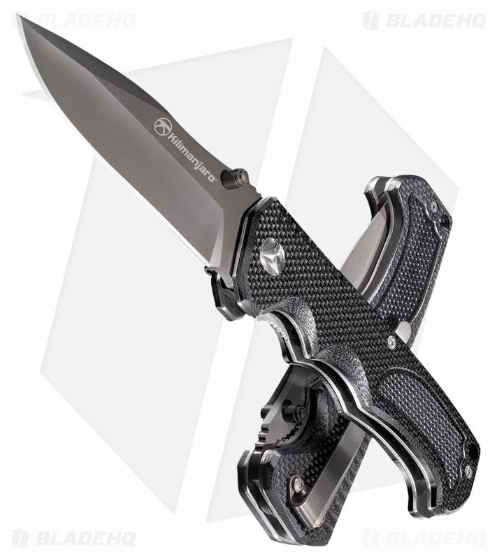 Kilimanjaro Annex Drop Point Folding Knife Black G-10 (3.375" Black ) 910029