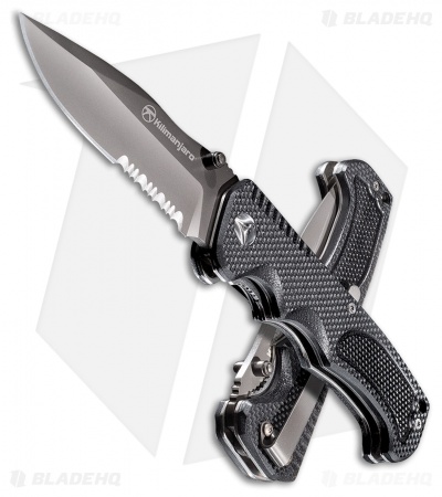 Kilimanjaro Annex Drop Point Folding Knife Black G-10 (3.375" Black Serr) 910030