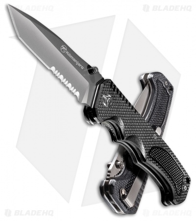 Kilimanjaro Annex Tanto Folding Knife Black G-10 (3.375" Black Serr) 910031