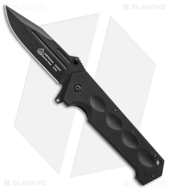 Puma SGB Blackcat 45 Spring Assisted Folding Knife Black G-10