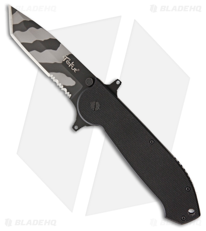 Tekut Ares B Liner Lock Folding Knife Black G-10 (3.625" Tiger Stripe Serr)
