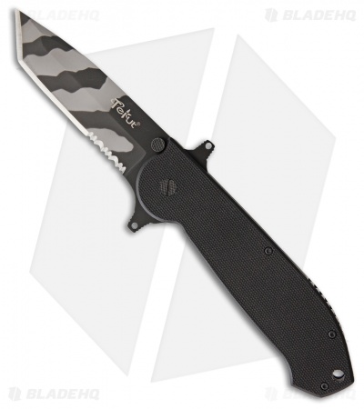 Tekut Ares B Liner Lock Folding Knife Black G-10 (3.625" Tiger Stripe Serr)