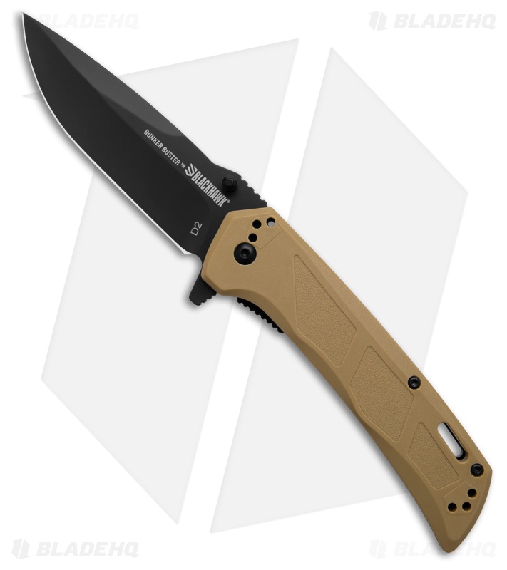 Blackhawk! Bunker Buster Liner Lock Knife Tan Zytel Black D2