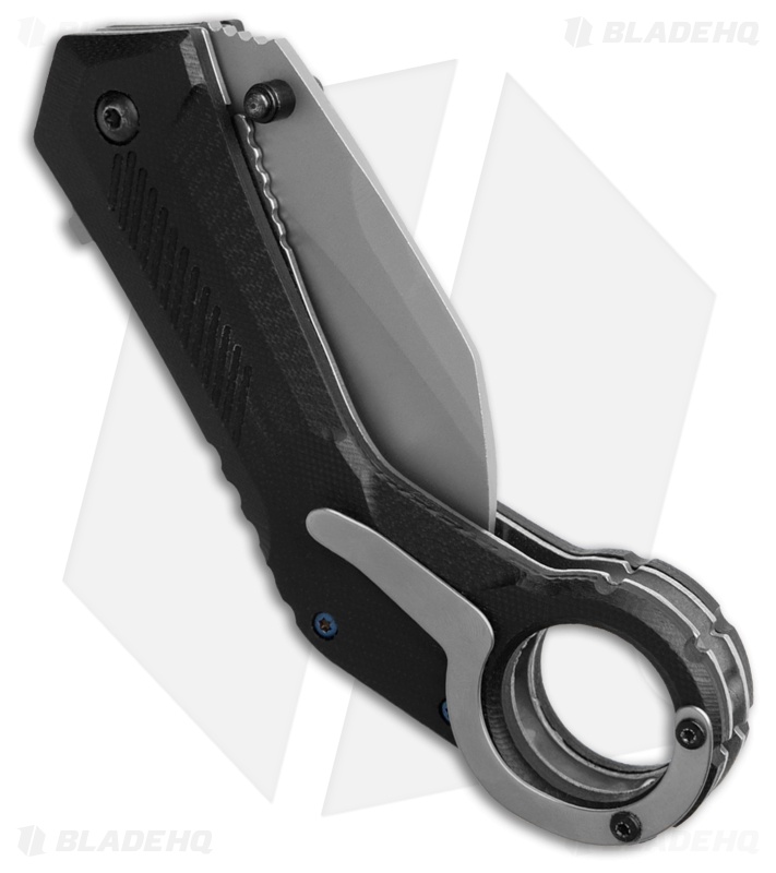 Boker Magnum Veloc Hawkbill Flipper Karambit Knife Black G-10 (2.6" Satin)