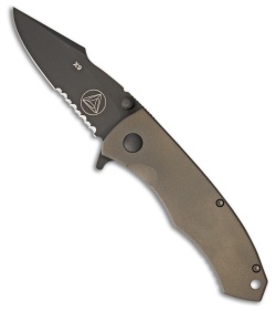 Combative Edge X9 Frame Lock Knife Bronze Titanium (3.25" Black Serr)