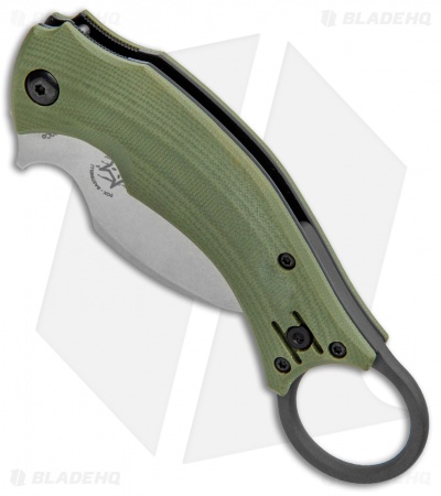 Fox Bastinelli Black Bird Karambit Folding Knife OD Green G10 (2.25" SW)
