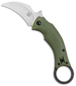 Fox Bastinelli Black Bird Karambit Folding Knife OD Green G10 (2.25" SW)