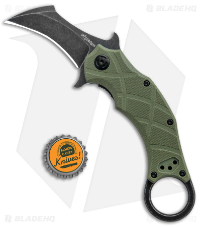 FoxEdge The Claw Karambit Folder Knife OD Green G-10 (2.4" Black SW)