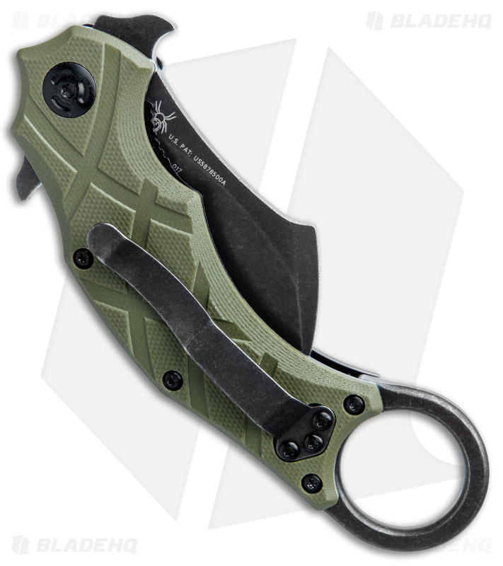 FoxEdge The Claw Karambit Folder Knife OD Green G-10 (2.4" Black SW)