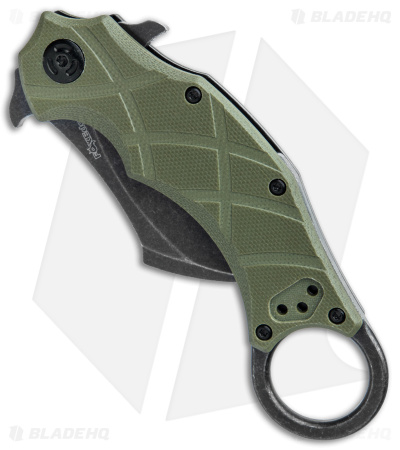 FoxEdge The Claw Karambit Folder Knife OD Green G-10 (2.4" Black SW)
