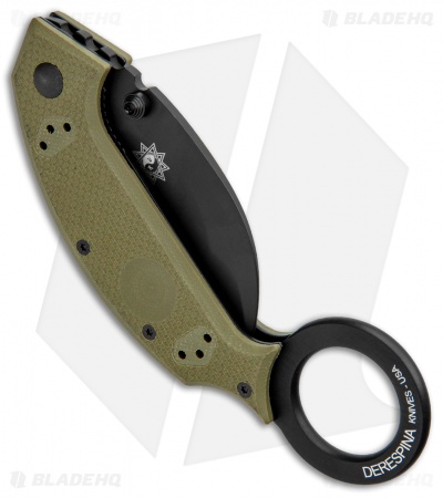 Fox Knives Derespina Folding Karambit Knife OD Green G-10 (2.55" Black) FX-590OD
