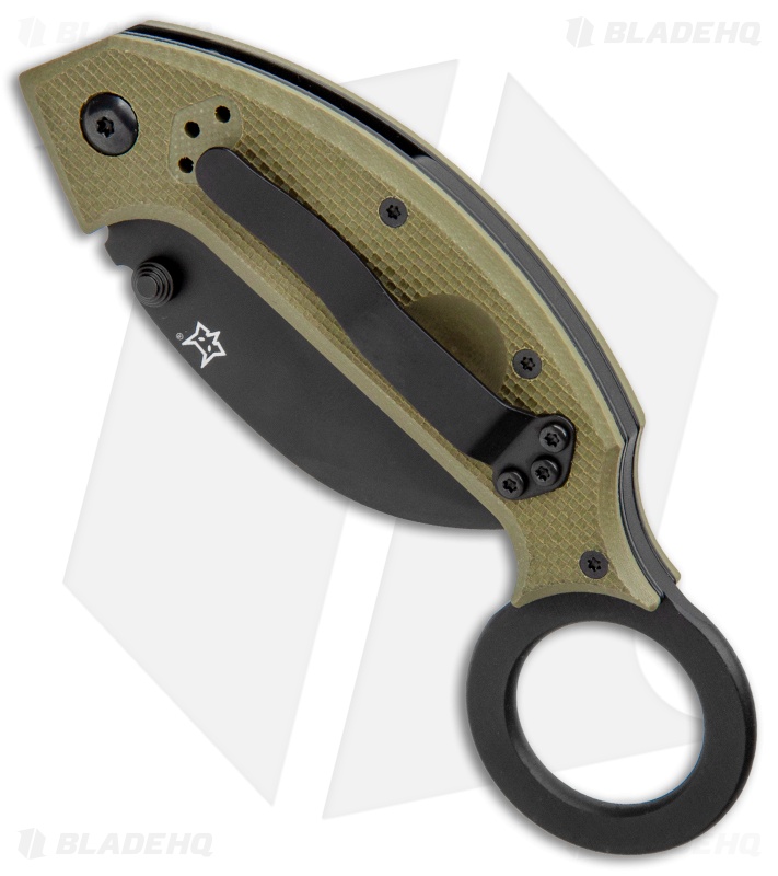 Fox Knives Derespina Folding Karambit Knife OD Green G-10 (2.55" Black) FX-590OD