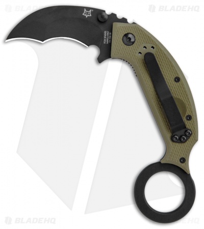 Fox Knives Derespina Folding Karambit Knife OD Green G-10 (2.55" Black) FX-590OD