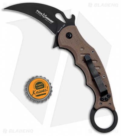Fox Knives Karambit Folder Knife Dark Earth G-10 (3.1" Black) 479E