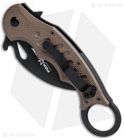 Fox Knives Karambit Folder Knife Dark Earth G-10 (3.1" Black) 479E