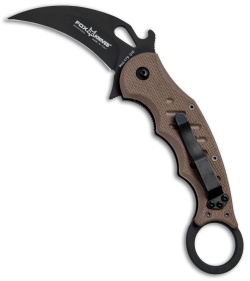 Fox Knives Karambit Folder Knife Dark Earth G-10 (3.1&quot; Black) 479E | 57480