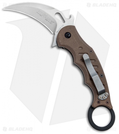 Fox Knives Karambit Folder Knife Dark Earth G-10 (3.1" Stonewash) 479E SW