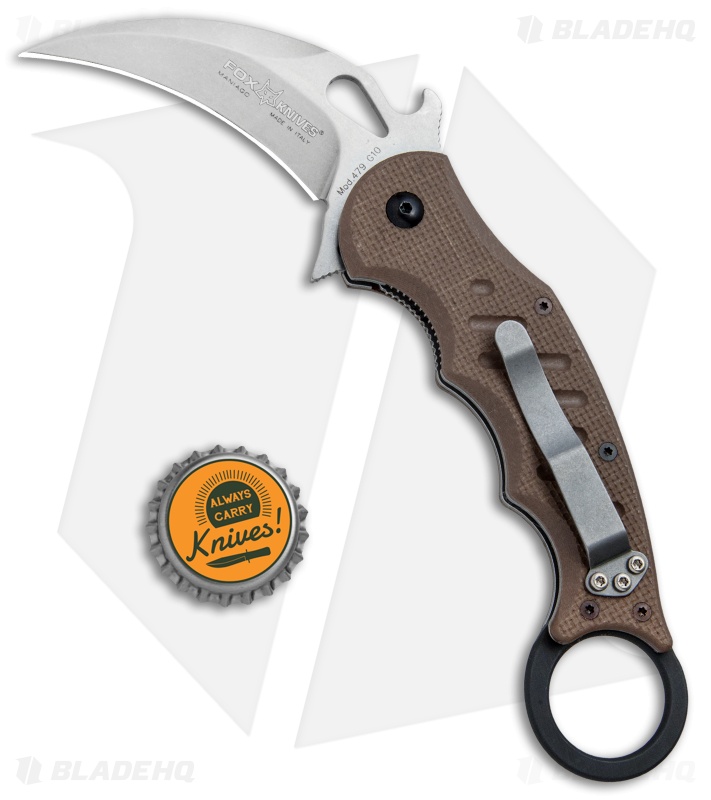 Fox Knives Karambit Folder Knife Dark Earth G-10 (3.1
