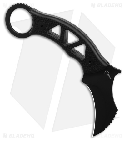 Fox Tribal K Karambit Fixed Blade Knife Black G-10 (3" Black) FX-803