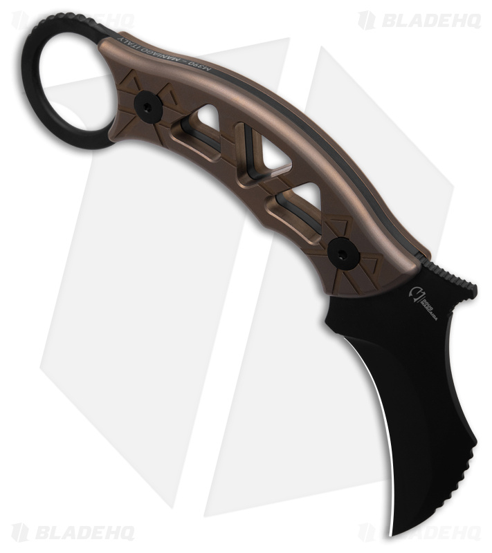 Fox Tribal K Karambit Fixed Blade Knife Bronze Titanium (3" Black PVD)