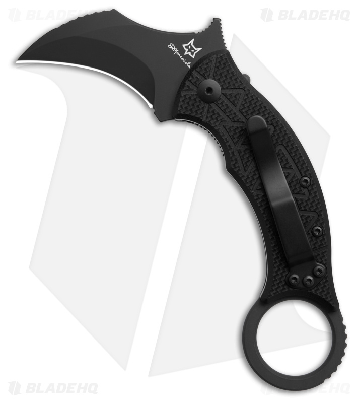 Fox Tribal K Karambit Liner Lock Knife CF/Black G-10 (3" Black N690Co)