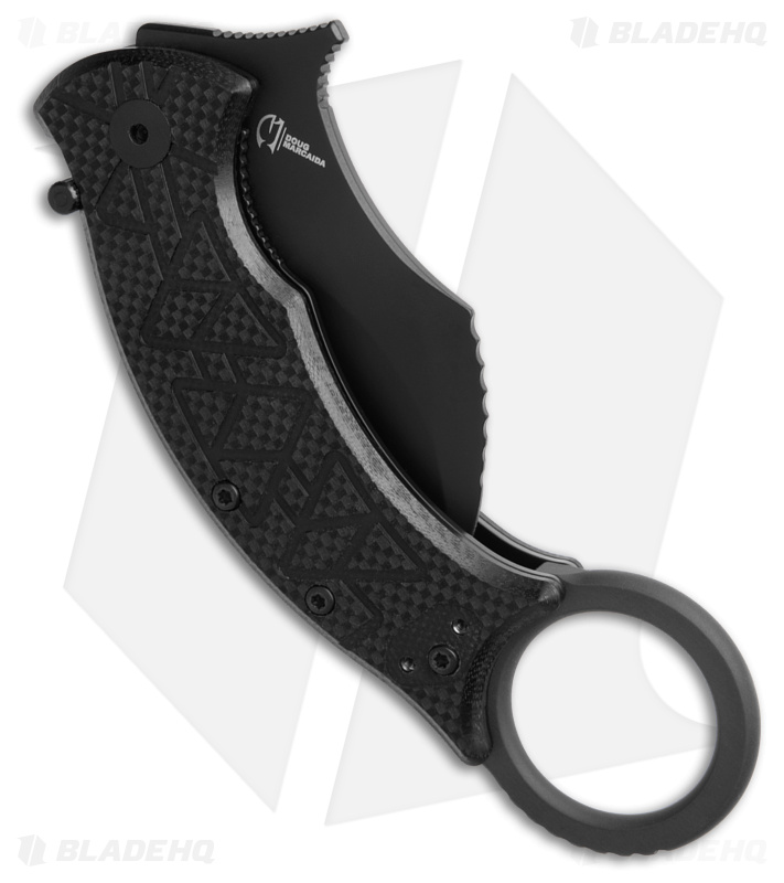 Fox Tribal K Karambit Liner Lock Knife CF/Black G-10 (3" Black N690Co)