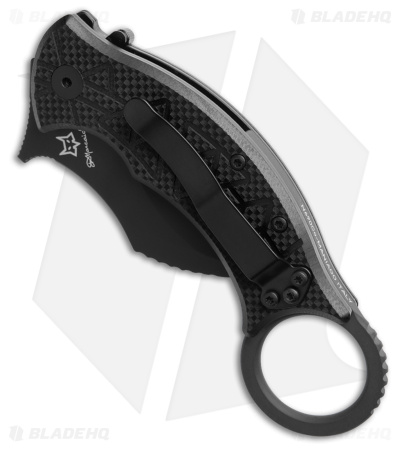Fox Tribal K Karambit Liner Lock Knife CF/Black G-10 (3" Black N690Co)