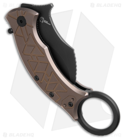Fox Tribal K Karambit Liner Lock Knife Bronze Titanium (3" Black) FX-802 TIPVD 