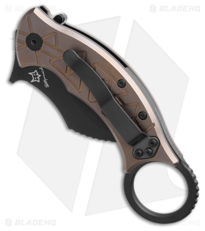 Fox Tribal K Karambit Liner Lock Knife Bronze Titanium (3" Black) FX-802 TIPVD 