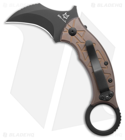 Fox Tribal K Karambit Liner Lock Knife Bronze Titanium (3" Black) FX-802 TIPVD 