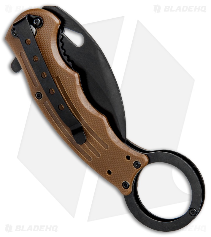 Mantis Karambit Spring Assisted Knife Coyote Brown G-10 (2.75" Black)