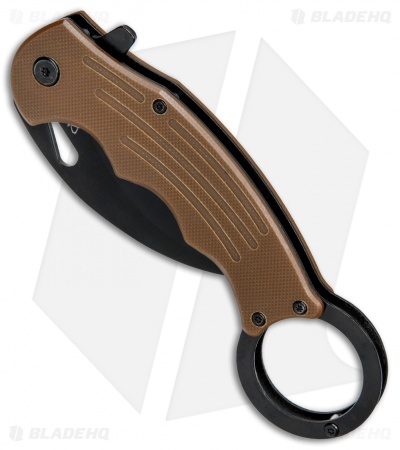 Mantis Karambit Spring Assisted Knife Coyote Brown G-10 (2.75" Black)