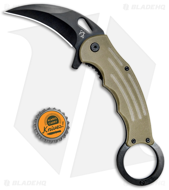 Mantis Karambit Spring Assisted Knife Tan G-10 (2.75" Black)