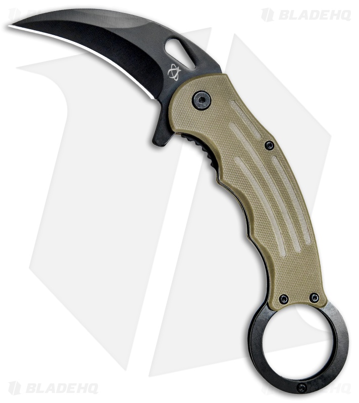 Mantis Karambit Spring Assisted Knife Tan G-10 (2.75" Black)
