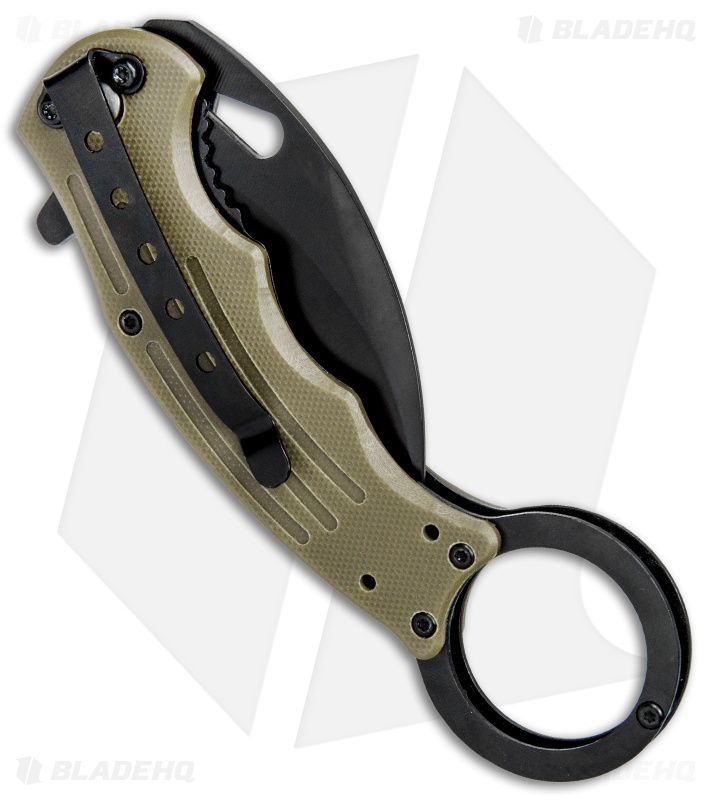 Mantis Karambit Spring Assisted Knife Tan G-10 (2.75" Black)